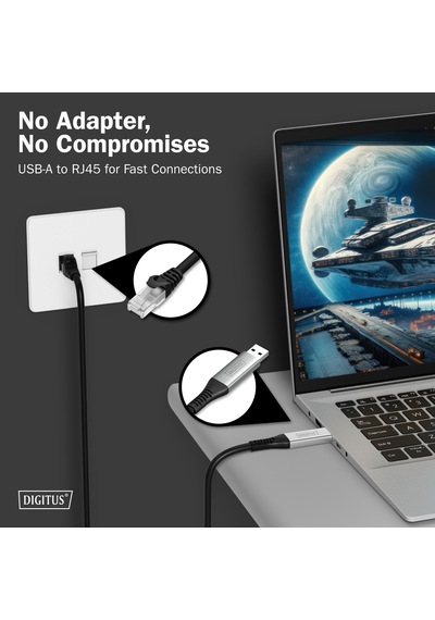Usb-a - Rj45 Cat 6a S/ftp Kablosu, 1 Gbit/s, 15 Metre Usb 3.2 Gen