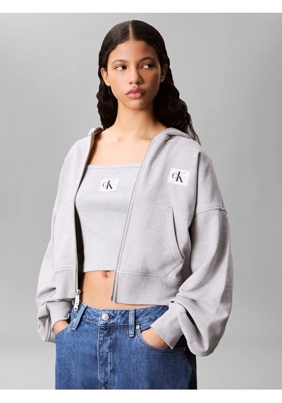 Calvin Klein A- French Terry Badg, P79 Gri Kadın Ceket