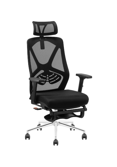 Shoyse Fileli Yönetici Koltuğu Ayak Uzatmalı Ofis Koltuğu Ergonomik Ofis Koltuğu Siyah