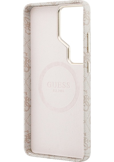 Galaxy Uyumlu S26 Ultra Kılıf Guess Lisanslı M-safe Uyumlu Script Yazı Logolu 4g Desenli Kapak Pembe Pembe