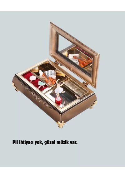 Home Müzikli Balerin Figürlü Takı Kutusu Piyano Desenli Dekoratif