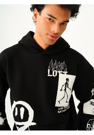 LOFT Oversize Erkek Sweatshirt Lf2037224 Q1.v1 Siyah