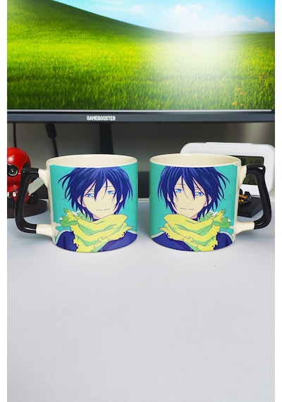 Noragami Anime Baskılı Seramik Lüks Kupa 1 Adet Özel Siyah Kulp Dalga Kulp V4d Çok Renkli