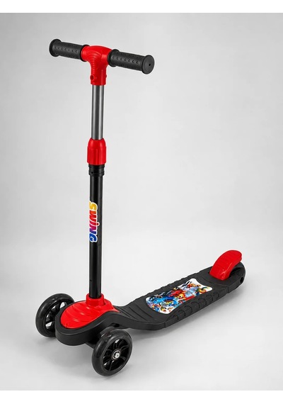 3 Tekerlekli Çocuk Scooterı Kaymaz Geniş Tabanlı Dengeli Sürüş Skuteri Kırmızı