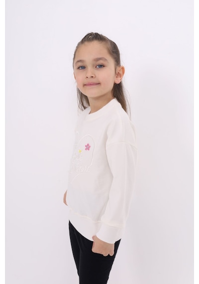 Toontoy Kız Çocuk Relax Fit Bisiklet Yaka Hafif Düşük Omuz Nakış Baskılı Sweatshirt - 2 İplik Ekru Toontoy Kız Çocuk Relax Fit Bisiklet Yaka Hafif Düşük Omuz Nakış Baskılı Sweatshirt - 2 İplik Ekru