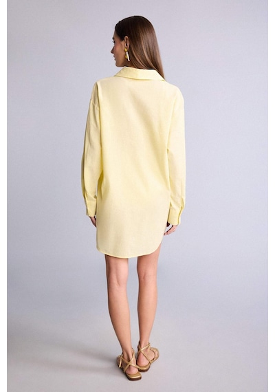 DeFacto Regular Fit Pamuklu Plaj Gömleği-Fall in Love W8241AZ25SMYL118 Sarı