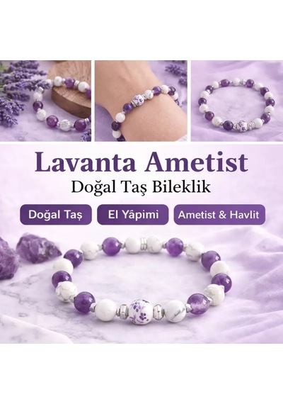 Doğaltaş Ametist Ve Havlit Bileklik Çok Renkli