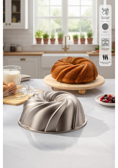 Emsan Golden Cake Döküm Kek Kalıbı 25 Cm Gold
