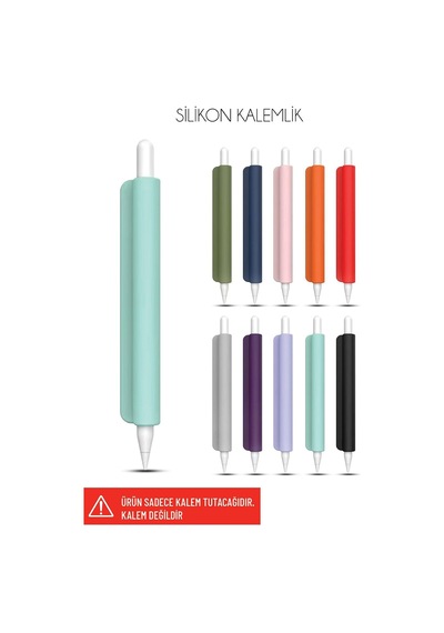 Tüm Stylus Kalemlere Ve Normal Kalemlere Uyumlu Yapışkanlı Silikon Kalem Tutucu Turkuaz Genel