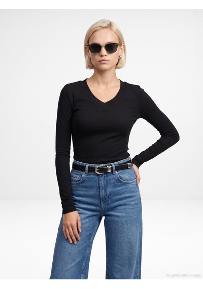 Dilvin 33286 Sıcak Tutan V Yaka Bra-free Top Siyah