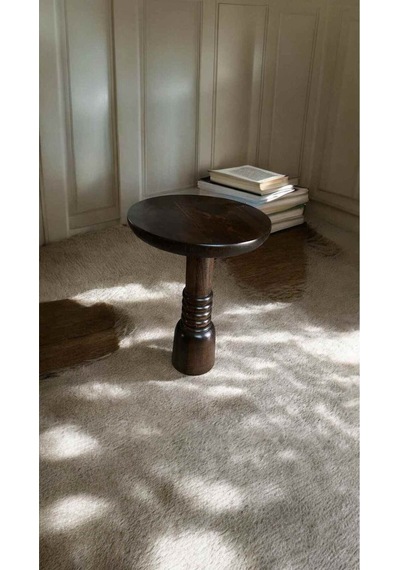 Doğal Masif Ahşap Tekli Yan Sehpa Ceviz Renk Mantar Sehpa Modeli - Mushroom Side Table Ceviz