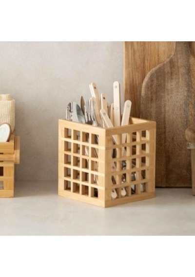 Mutfak Bambu Kare Modern Tasarımlı Kare Kaşıklık 131315 Cm Diğer