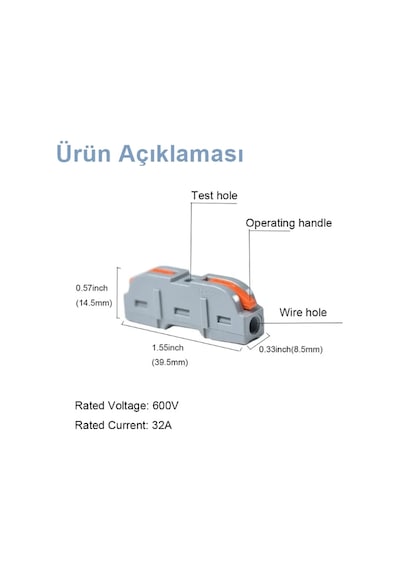 4 Adet Pct-221 Awg 28-12 2li Çift Taraflı Hızlı Kablo Birleştirici
