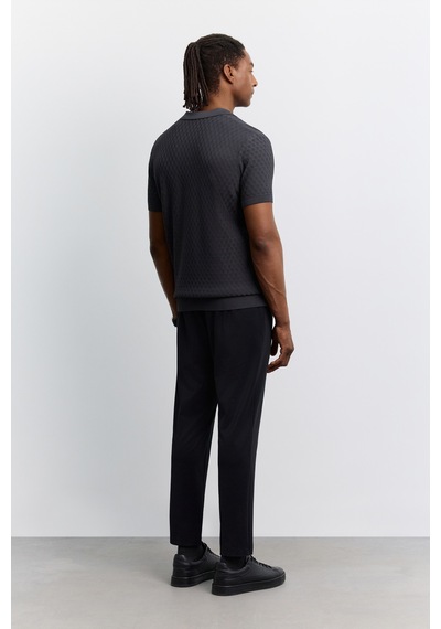 Avva Erkek Antrasit Polo Yaka Düğmesiz Rayon Karışımlı Regular Fit Triko T-shirt A62y5060