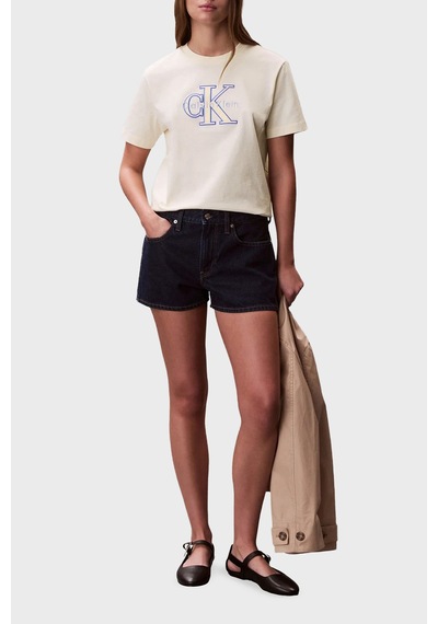 Calvin Klein Bayan T Shirt Lv047f829g F7j Beyaz BEYAZ