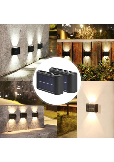 4 Adet Gunes Enerjili 10 Led Duvar Aplik Bahce Balkon Dis Mekan Solar Aydinlatma Seti Diğer