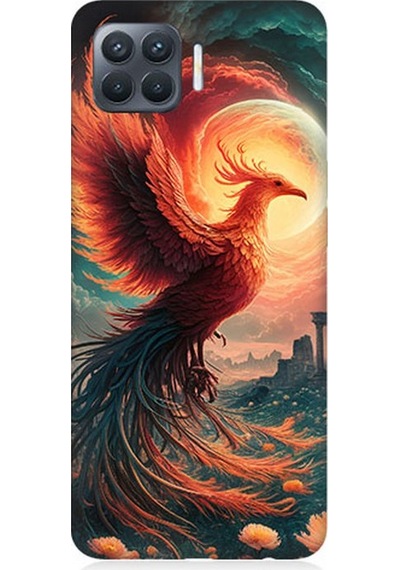 Oppo Reno 4 Lite Uyumlu Alevden Yükselen Anka Desenli Silikon Kılıf Çok Renkli