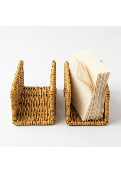 Deinhaus Hasır Örgü Peçetelik, Doğal Renk, Rattan, 14x5x8 Cm, Rustik Stil, Yemek Masası İçin Diğer