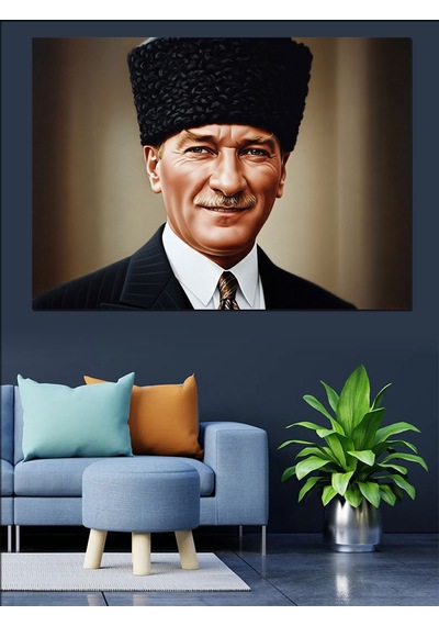 Gülümseyen Atatürk Dekoratif Kanvas - Mdf Ahşap Tablo