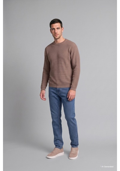 Defacto Relaxed Fit Bisiklet Yaka Basic Triko Kazak G6422ax26aubg734 Bej-bg734