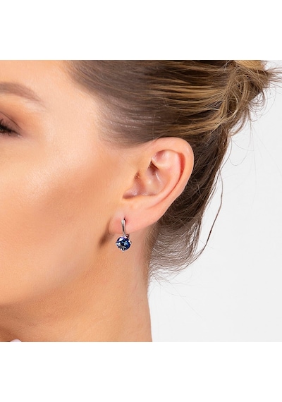 Tesbihane Mistik Topaz Taşlı Oval Tasarım 925 Ayar Gümüş Küpe