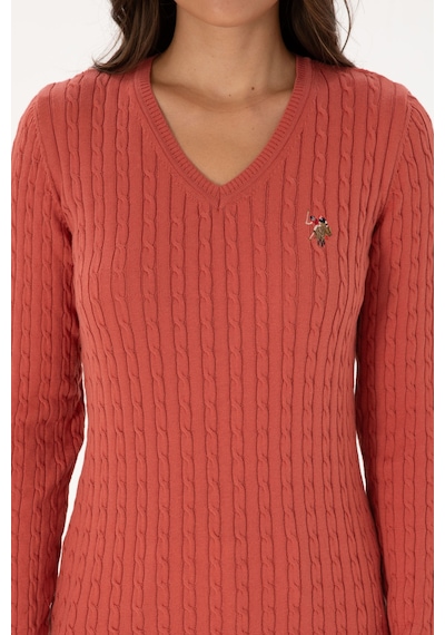 U.S. Polo Assn. Kadın Gül Kurusu V Yaka Basic Kazak 50307700-VR026 U.S. Polo Assn. Kadın Gül Kurusu V Yaka Basic Kazak 50307700-VR026