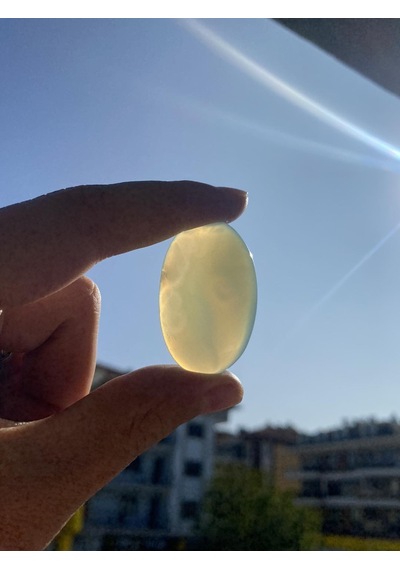 Kabaşon Kesim Doğal Aqua Kalsedon Taşı 65 Karat Çok Renkli