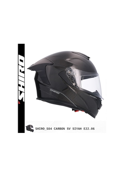 Shıro 2007 S04 Kask Fc Carbon Sv 6162 Kapalı Kask Siyah