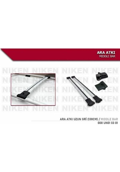 Araç Üstü Ara Atkı Bagaj Taşıyıcı Gri Yanlardan Sıkıştırmalı Alüminyum 138cm Uzunluk