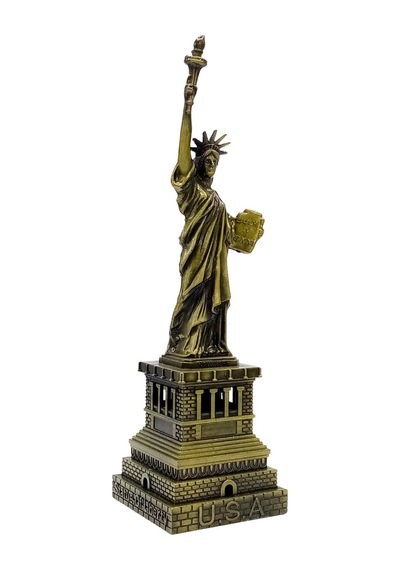 Vintage Metal Usa Özgürlük Heykeli Biblo Antik Bronz 18 Cm