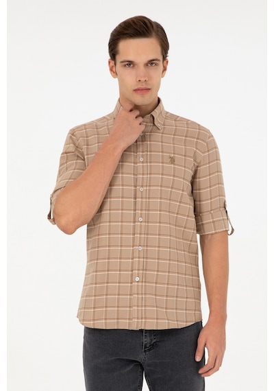 U.s. Polo Assn. Erkek Kum Gömlek Desenli 50296615-vr085 Kum