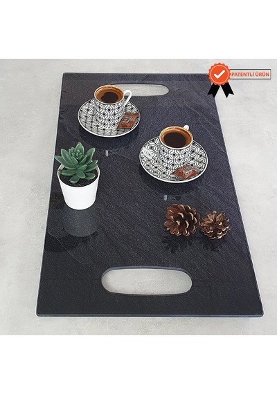 Decorita Cam Tepsi Black Rock 29Cm X 52Cm