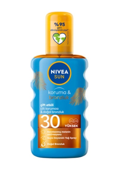 Sun Spf30 Koruma & Bronzluk Güneş Yağı 200 Ml Sprey,yüksek Güneş Koruyucu Ve Doğal Bronzlaştırıcı