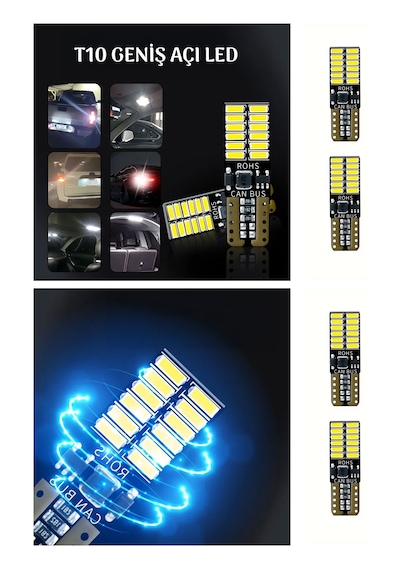 Oto 24led Ampul 2'li Set, T10 Model 12v Turuncu Işık, Fren, Park, Sinyal, Geri Vites Lambası 2 Adet