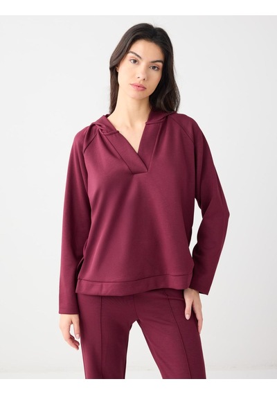 Jimmy Key Jimmy Key Bordo Uzun Kollu Kapüşonlu Örme Sweatshirt 5ww235917562