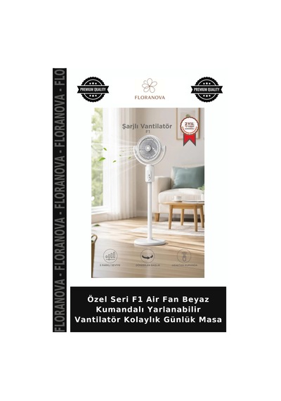 Özel Seri F1 Air Fan Beyaz Kumandalı Yarlanabilir Vantilatör Kolaylık Günlük Masa