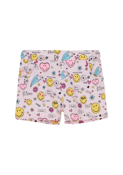 Lovetti Kız Çocuk Friendly Smile Desen Cepli Şort 8929 Çok Renkli