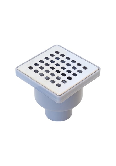 Fatex 10 X 10 Cm Ø 50 Plastik Çerçeve Alttan Çıkış Yer Süzgeci 430 Paslanmaz Süzgeçli