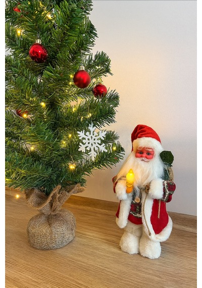30 Cm Lambalı Yeşil Ekoseli Hareketli Ve Sesli Noel Baba Işıklı Özel Tasarım Yılbaşı Dekor Figürü Diğer