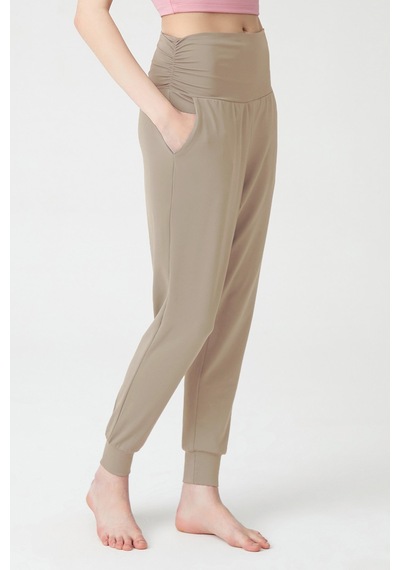 Los Ojos Vizon Beli Lastikli Şalvar Görünümlü Harem Pantolon Yoga Joggers Vizon Vizon