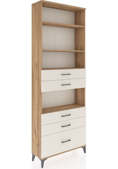 Arges Dolap 4 Raflı 5 Çekmeceli 88x30x243 Çam-aytaşı Çam