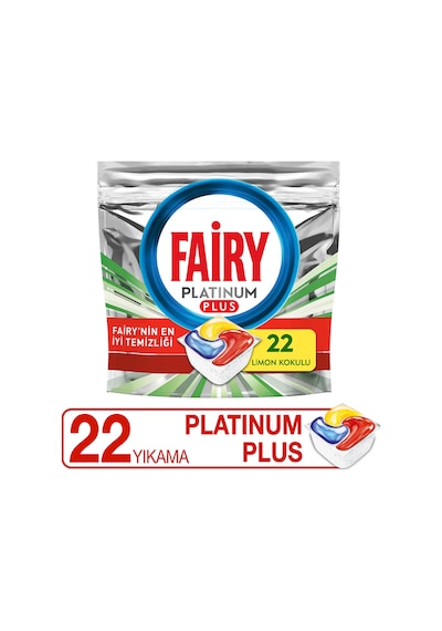 Fairy Platinum Plus Limon Kokulu 22 Yıkama Bulaşık Makinesi Deterjanı Tableti - Kapsülü