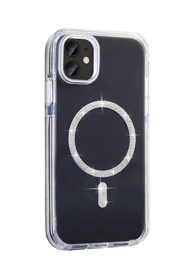 Apple Uyumlu iPhone 11 Kılıf Taşlı Tasarım M-safe Şarj Özellikli Mkst Koment Silikon Kapak - Gold Altın