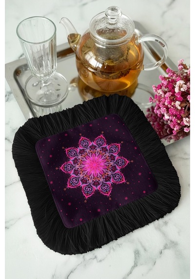 Mandala Motifli Saçaklı Dekor Peçetesi - Bohem Enerjik Mor Siyah Püsküllü Bardak Altlığı Mendil Okyanus Koyu Taba Mandala Motifli Saçaklı Dekor Peçetesi - Bohem Enerjik Mor Siyah Püsküllü Bardak Altlığı Mendil Okyanus Koyu Taba