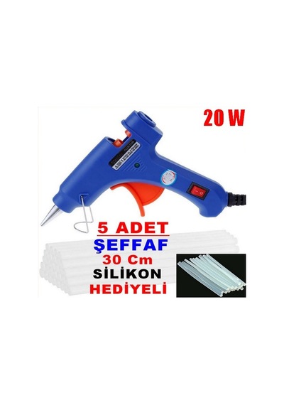 20 Watt Sıcak Silikon Tabancası 5 Adet Çubuk Silikon Çekme Eritme