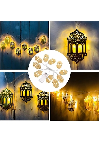 2 Metre Fener Figürlü Ramazan Ledi, Pilli Ramazan Kareem Led, Dekor Led, Ramazan Banner Sarkıt Gün Işığı
