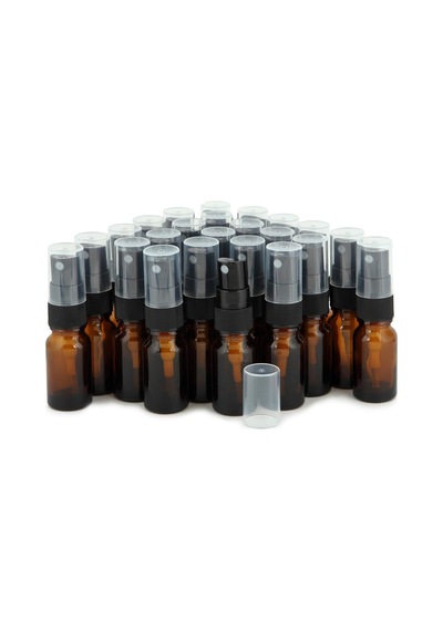24, Kehribar, 10 Ml 1/3 Oz Cam Şişe, Siyah İnce Sis Spreyi