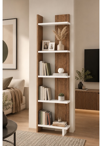 Andes Ceviz Renk Dekoratif Kitaplık Ve Çok Amaçlı Raf Ünitesi Modern Salon Kitaplığı Açık Raf Sistemi Ceviz Beyaz Andes Ceviz Renk Dekoratif Kitaplık Ve Çok Amaçlı Raf Ünitesi Modern Salon Kitaplığı Açık Raf Sistemi Ceviz Beyaz