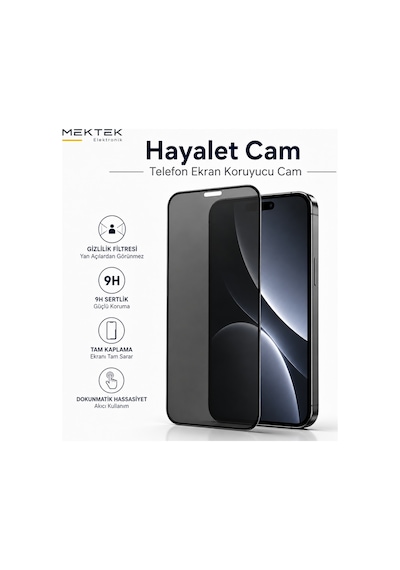 Mektek Apple iPhone Uyumlu 16e  Hayalet Ekran Koruyucu Tam Kaplayan Antistatik Hayalet Cam