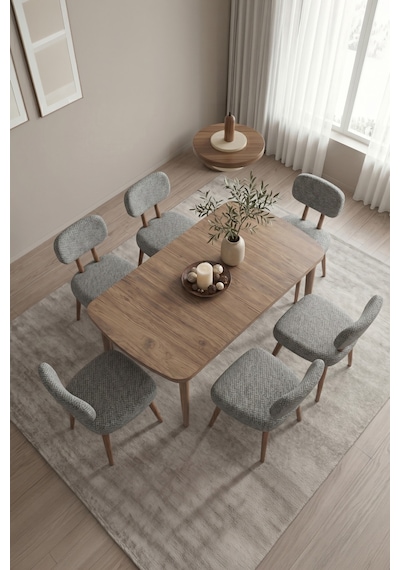 Hopii 80x132 Açılır Kelebek Masa 6 Sandalye Mutfak Masası Takımı, Yemek Masası Takımı Gri Hopii 80x132 Açılır Kelebek Masa 6 Sandalye Mutfak Masası Takımı, Yemek Masası Takımı Gri